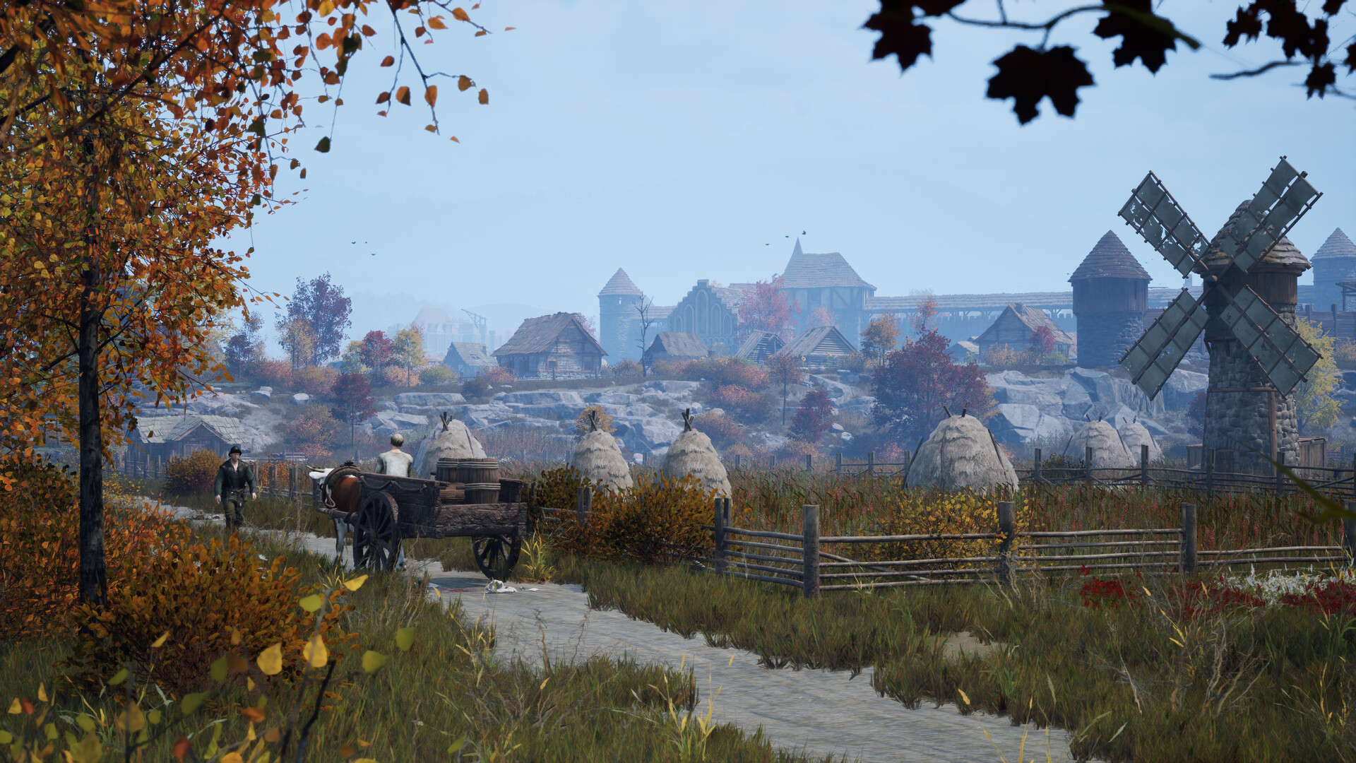 A medieval town and trade route in The Guild 1 Remake